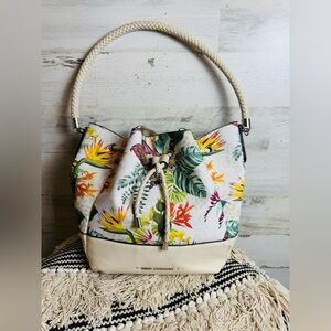 Dana Buchman Tropical Floral Bucket Satchel Shoulder Purse Bag Tropical Vibes!